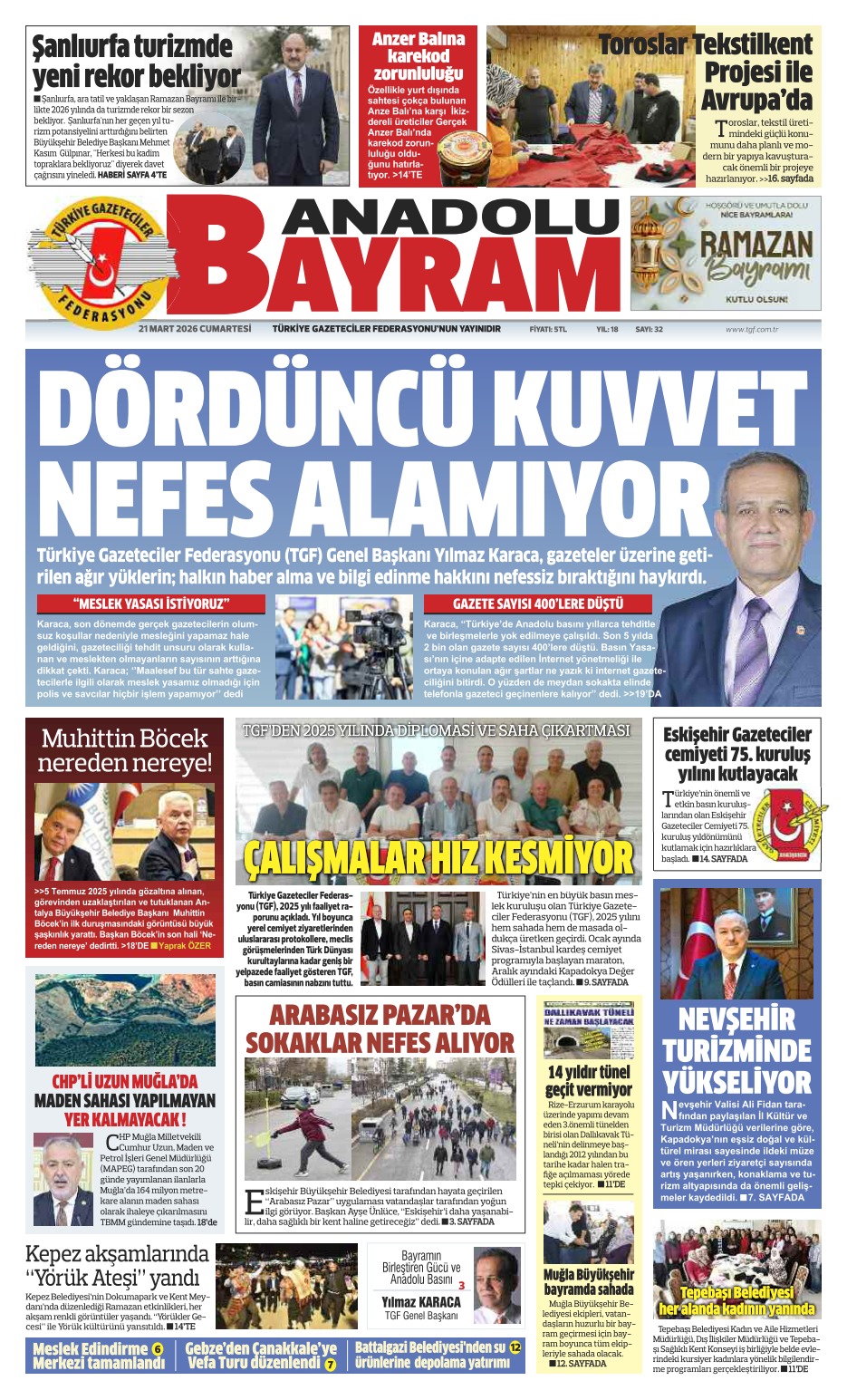 TGF “ANADOLU BAYRAM ” Gazetesi yayımda.