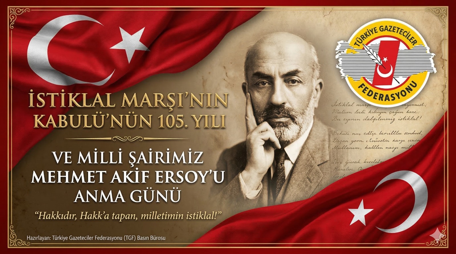 TGF’den İstiklal Marşı’nın 105. Yılında Vurgu: “Özgür Basın, Bağımsızlığın Teminatıdır”